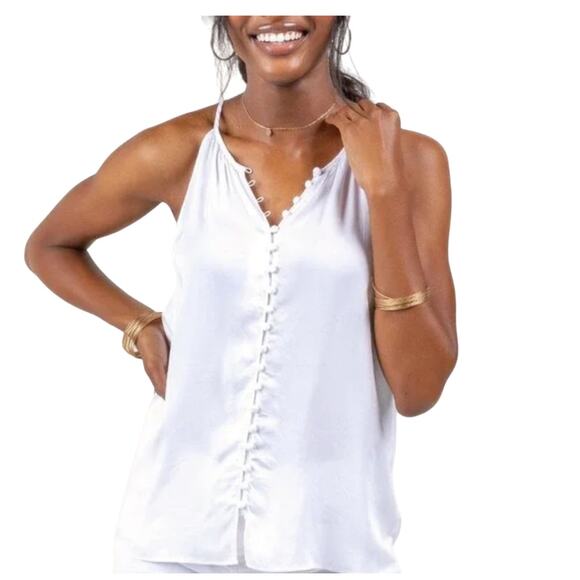 NWT Francesca's Always and Forever White Button Front Tank Top - Picture 1 of 10